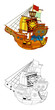 The coloring page - pirate ship
