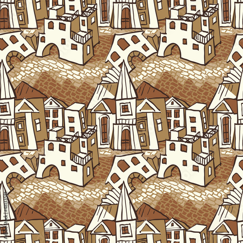 Vector: Seamless pattern-town Seamless pattern-town