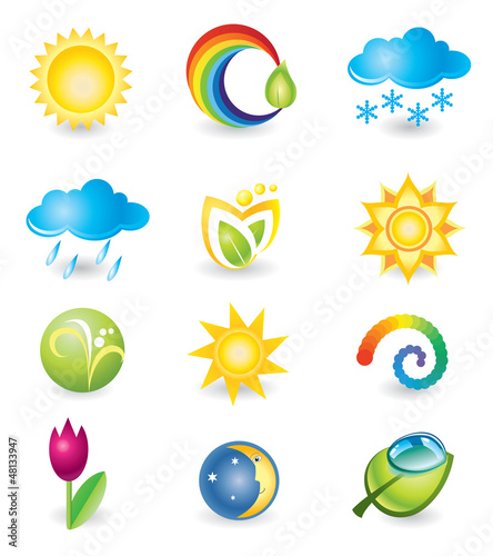 Vector: Set of icons. Nature and weather Set of icons. Nature and weather