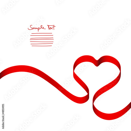 Vector: Red Heart Ribbon Red Heart Ribbon