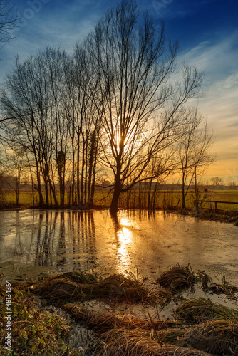 Photo: Sunset on pond Sunset on pond