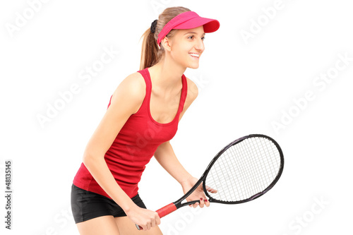Photo: A female tennis player ready to play A female tennis player ready to play