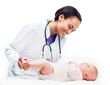Photo: Doctor and baby on a white background Doctor and baby on a white background
