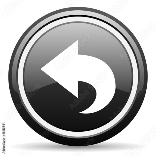 Illustration: back black glossy icon on white background back black glossy icon on white background