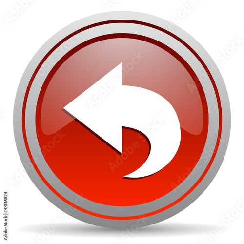 Illustration: back red glossy icon on white background back red glossy icon on white background