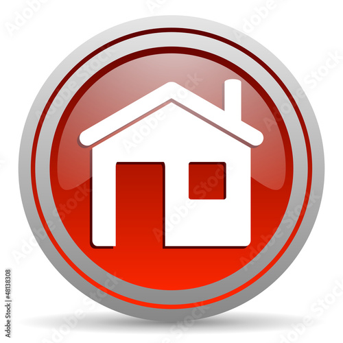 Illustration: home red glossy icon on white background home red glossy icon on white background