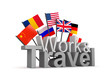 Illustration: Work and travel 3D concept image. Isolated on white Work and travel 3D concept image. Isolated on white