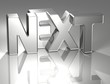 3D Word Next on silver background