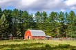 A Red Barn in Countryside