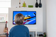 Little child watching HD TV