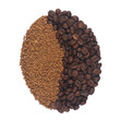 Coffee bean mixed from ground and whole cofee beans
