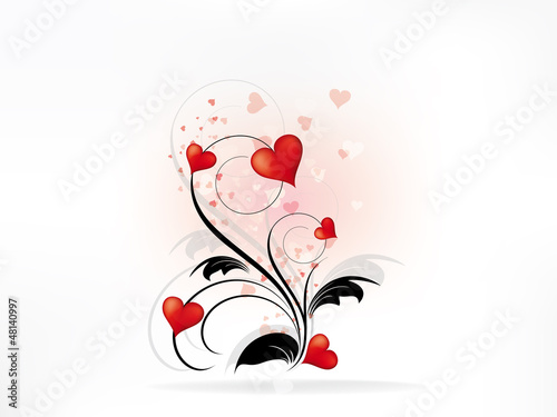 Vector: Background with hearts and floral elements for Valentine's day Background with hearts and floral elements for Valentine's day