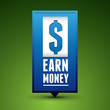 Earn money badge pointer blue