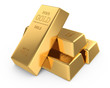 Set of gold bars isolated on white background