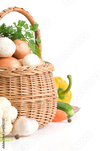Photo: fresh vegetable food on white fresh vegetable food on white