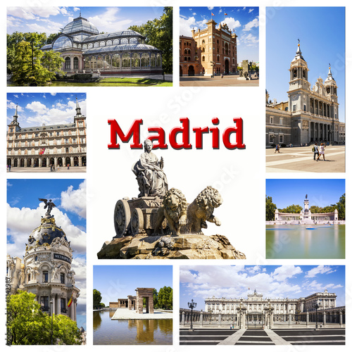 Photo: Madrid Collage. Symbols of the capital of Spain. Madrid Collage. Symbols of the capital of Spain.