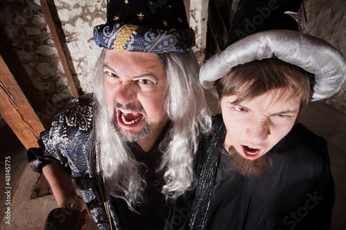Photo: Father and Son Wizards Yelling Father and Son Wizards Yelling