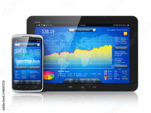 Illustration: Stock market on mobile devices Stock market on mobile devices