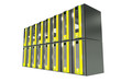 Illustration: Yellow Server Machines Isolated on White Yellow Server Machines Isolated on White
