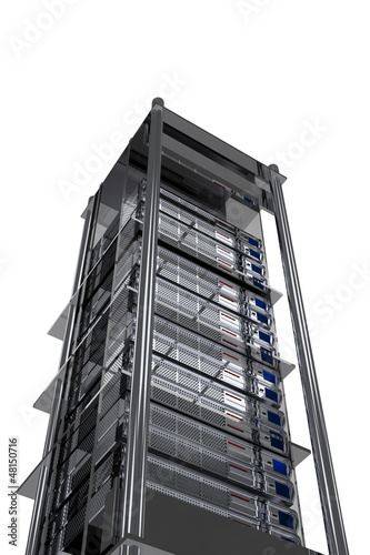 Illustration: Servers Tower - Modern Metallic Server Rack Servers Tower - Modern Metallic Server Rack