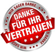 Button Banner "Danke für Ihr Vertrauen" rot/silber