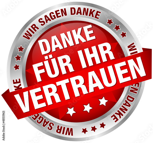 Vector: Button Banner "Danke für Ihr Vertrauen" rot/silber Button Banner "Danke für Ihr Vertrauen" rot/silber