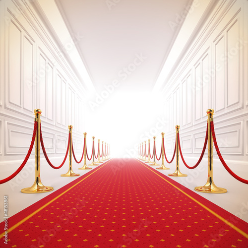 Illustration: Red carpet path to success light. Red carpet path to success light.