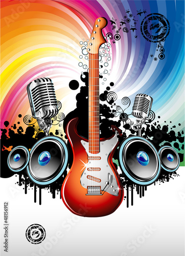 Vector: Electric Guitar Music Background Electric Guitar Music Background