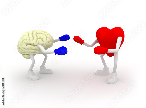 Illustration: Heart vs Mind. Fighting. Heart vs Mind. Fighting.