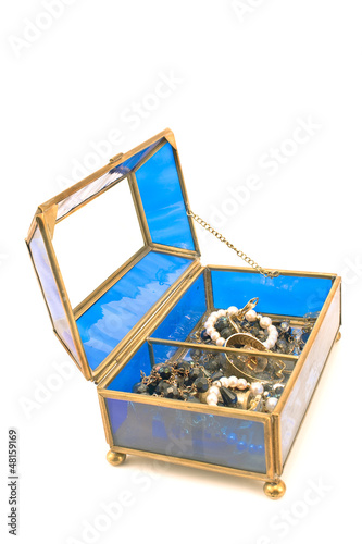 Photo: Blue glass jewelry box Blue glass jewelry box