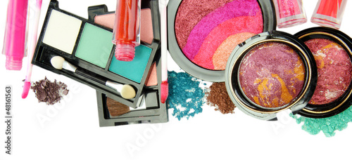 Photo: beautiful decorative cosmetics, isolated on white beautiful decorative cosmetics, isolated on white