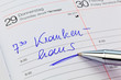 Eintrag im Kalender: Krankenhaus