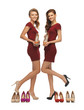 two lovely teenage girls in red dresses with shoes