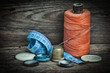 still life of spools of thread