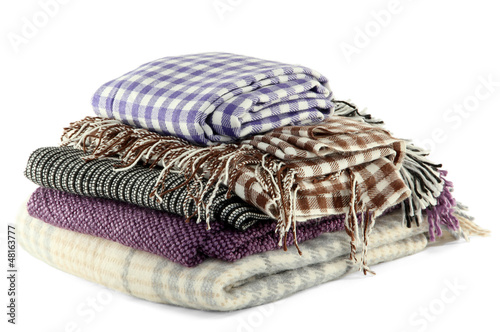 Photo: Warm plaids isolated on white Warm plaids isolated on white