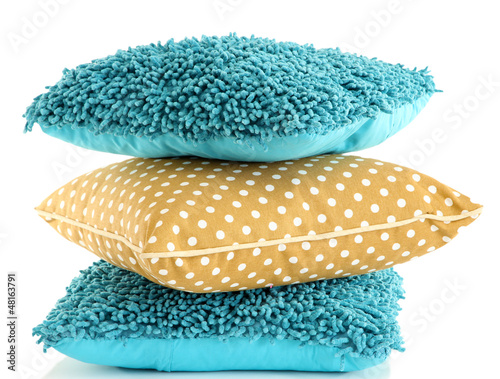 Photo: Hill colorful pillows isolated on white Hill colorful pillows isolated on white