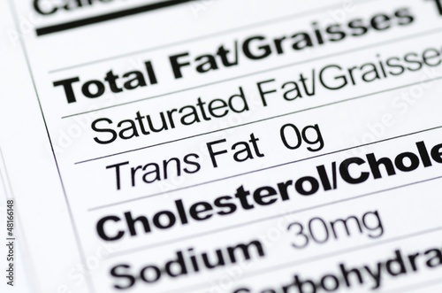 Photo: Nutrition label focused on Trans Fat content Nutrition label focused on Trans Fat content