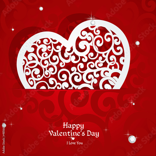 Vector: Laced with curls applique Valentine card Laced with curls applique Valentine card