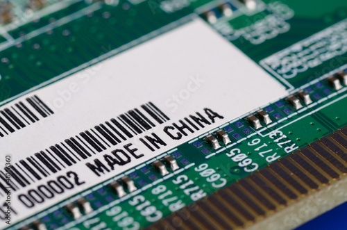 Photo: Computer parts with the label Made in China Computer parts with the label Made in China
