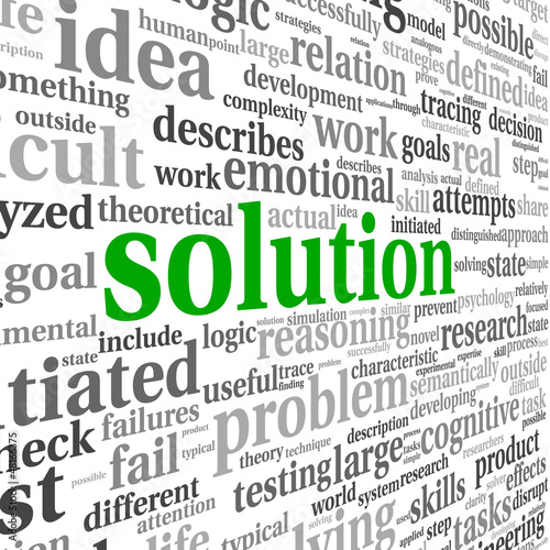 Illustration: Solution concept in word tag cloud Solution concept in word tag cloud