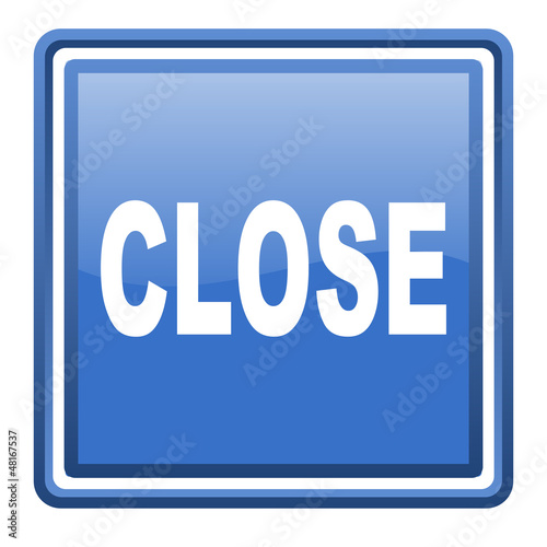 Illustration: close blue glossy square web icon isolated close blue glossy square web icon isolated