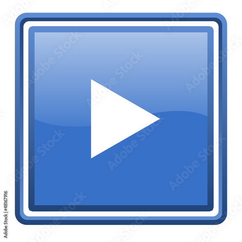 Illustration: play blue glossy square web icon isolated play blue glossy square web icon isolated