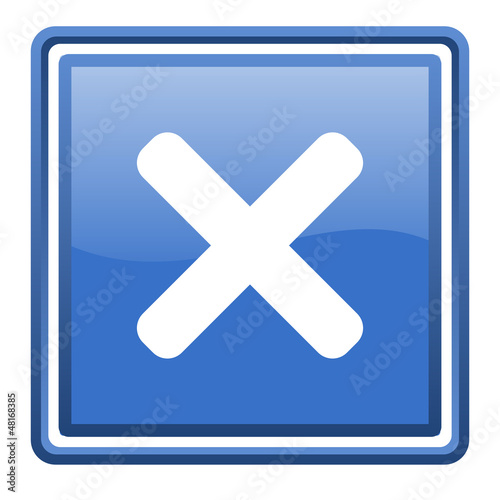 Illustration: cancel blue glossy square web icon isolated cancel blue glossy square web icon isolated