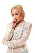 Portrait of young beautiful woman feeling sick