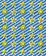Stars and Moons Antiqued on Aqua