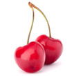 Two heart shaped cherry berries
