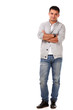 Photo: Young handsome man isolated over white background Young handsome man isolated over white background