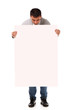 Photo: Young handsome man holding blank board Young handsome man holding blank board