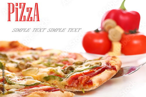 Photo: Image of fresh italian pizza and vegetables Image of fresh italian pizza and vegetables