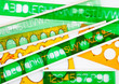Green and orange stencils